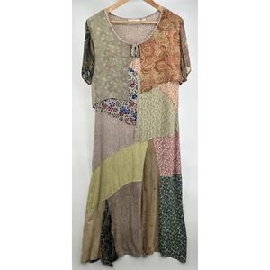 Sacred Threads Patchwork  Maxi Dress Medium Hippie Boho Artisan Festival